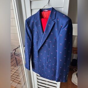 Men's Blue Blazer with Red Trousers